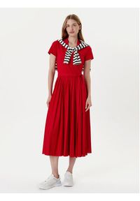 TOMMY HILFIGER - Tommy Hilfiger Sukienka codzienna 1985 WW0WW45733 Czerwony Regular Fit. Okazja: na co dzień. Kolor: czerwony. Materiał: syntetyk. Typ sukienki: proste. Styl: casual #5