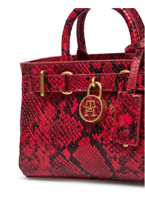TOMMY HILFIGER - Tommy Hilfiger Torebka American Icon Micro Tote Snake AW0AW18820 Czerwony. Kolor: czerwony. Materiał: skórzane