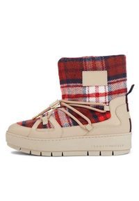 TOMMY HILFIGER - Tommy Hilfiger Śniegowce Tartan Snowboot FW0FW07612 Beżowy. Kolor: beżowy. Materiał: materiał #2