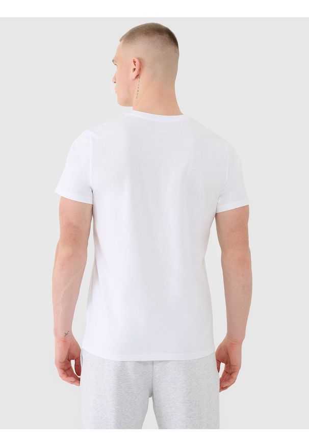 4f - 4F T-shirt regular gładki męski - biały M. Okazja: na co dzień. Kolor: biały. Materiał: bawełna, jersey, dzianina. Długość rękawa: krótki rękaw. Długość: krótkie. Wzór: gładki. Styl: klasyczny, sportowy, casual