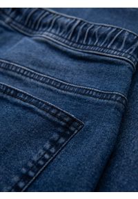 Ombre Clothing - Męskie szorty z gumką w pasie i efektem sprania – niebieskie V2 - Rozmiar: L. Okazja: na co dzień. Kolor: niebieski. Materiał: skóra, denim, materiał, bawełna, elastan. Sezon: lato. Styl: casual, elegancki #3
