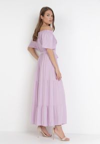 Born2be - Liliowa Sukienka Kissorise. Kolor: fioletowy. Materiał: materiał. Długość rękawa: krótki rękaw. Sezon: wiosna, lato. Długość: maxi #4