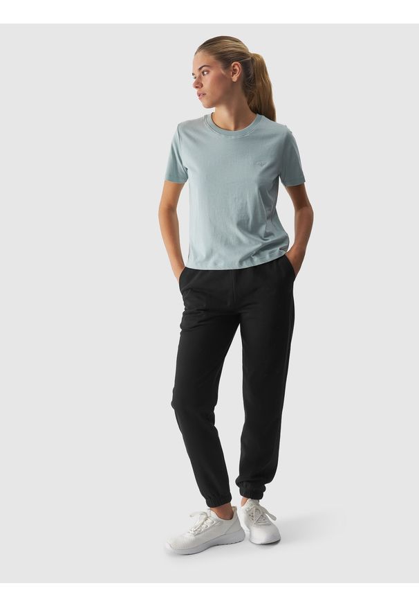 4f - 4F T-shirt regular gładki damski - turkusowy XXL. Okazja: na co dzień. Kolor: turkusowy. Materiał: skóra, jersey, dzianina, bawełna, materiał. Długość rękawa: krótki rękaw. Długość: krótkie. Wzór: gładki. Sezon: lato. Styl: sportowy, klasyczny, casual