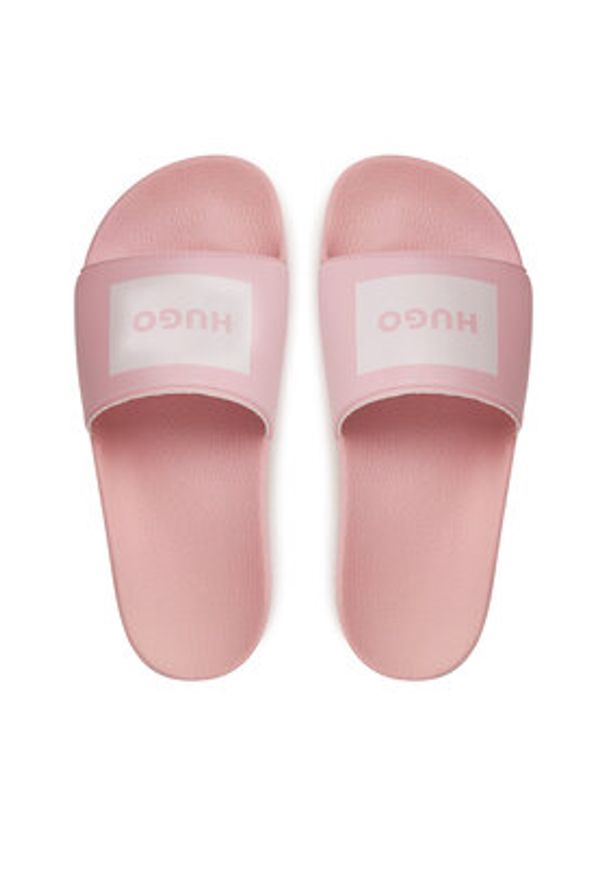 Hugo - HUGO Klapki Timein 50546281 Różowy. Kolor: różowy. Materiał: skóra