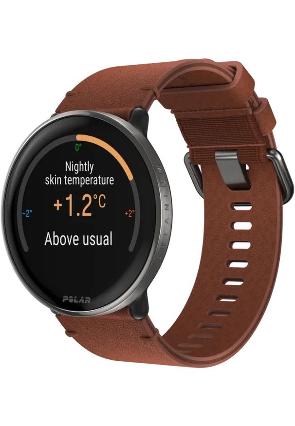 POLAR - Zegarek sportowy Polar Ignite 3 Titanium Brązowy (900110028). Kolor: brązowy. Materiał: polar. Styl: sportowy