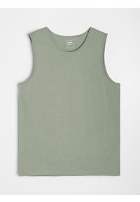 Sinsay - Bawełniany tank top basic - zielony. Kolor: zielony. Materiał: bawełna