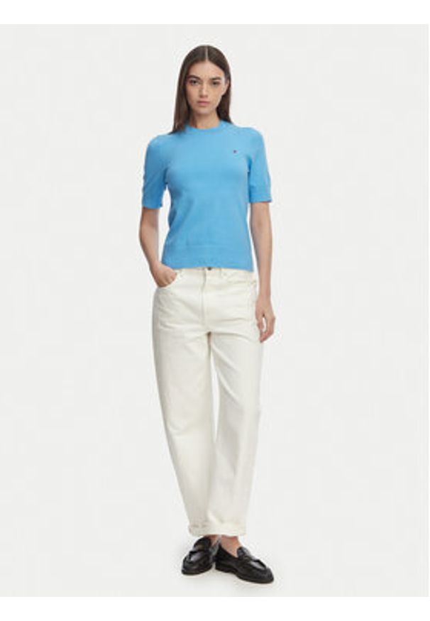 TOMMY HILFIGER - Tommy Hilfiger Sweter WW0WW49705 Niebieski Slim Fit. Kolor: niebieski. Materiał: syntetyk