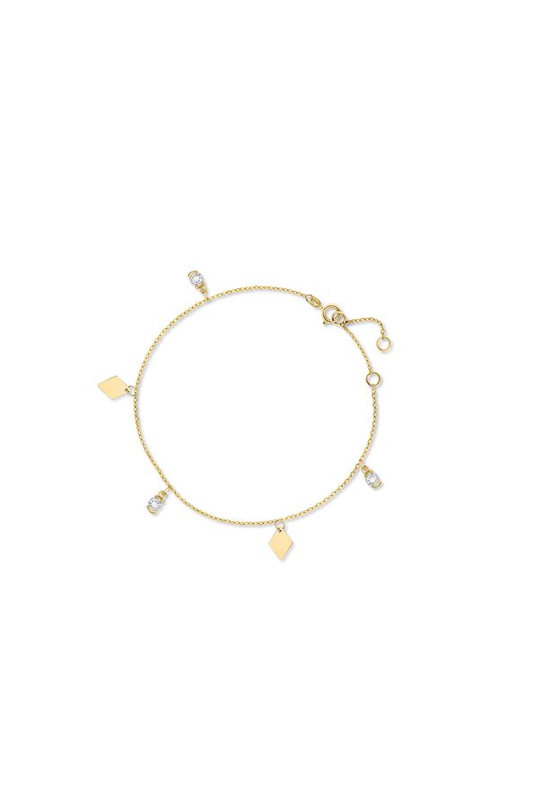 W.KRUK - Bransoletka złota z cyrkoniami. Materiał: złote. Kolor: złoty. Wzór: geometria, aplikacja. Kamień szlachetny: cyrkonia