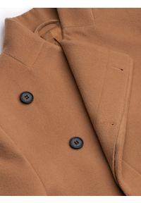 Ombre Clothing - Płaszcz męski z asymetrycznym zapięciem - camel V4 C501 - L. Materiał: poliester #8