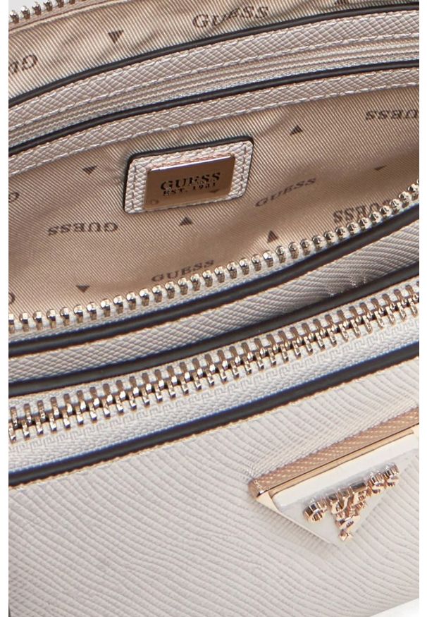 Guess - GUESS Beżowa damska torebka 2 w 1 Noelle. Kolor: beżowy. Materiał: skórzane