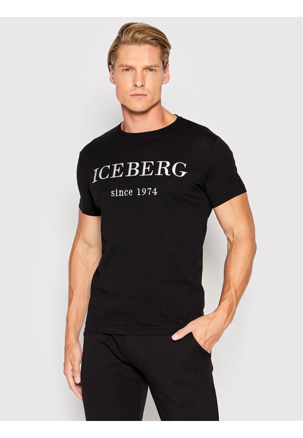 Iceberg T-Shirt 22II1P0F0146301 Czarny Regular Fit. Kolor: czarny. Materiał: bawełna