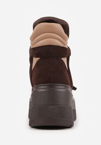 Renee - Beżowo-Brązowe Botki Sneakersy Vices na Platformie w Stylu Y2K Gelira. Okazja: na co dzień. Zapięcie: rzepy. Kolor: beżowy. Materiał: jeans. Wzór: aplikacja. Sezon: lato. Obcas: na platformie #6