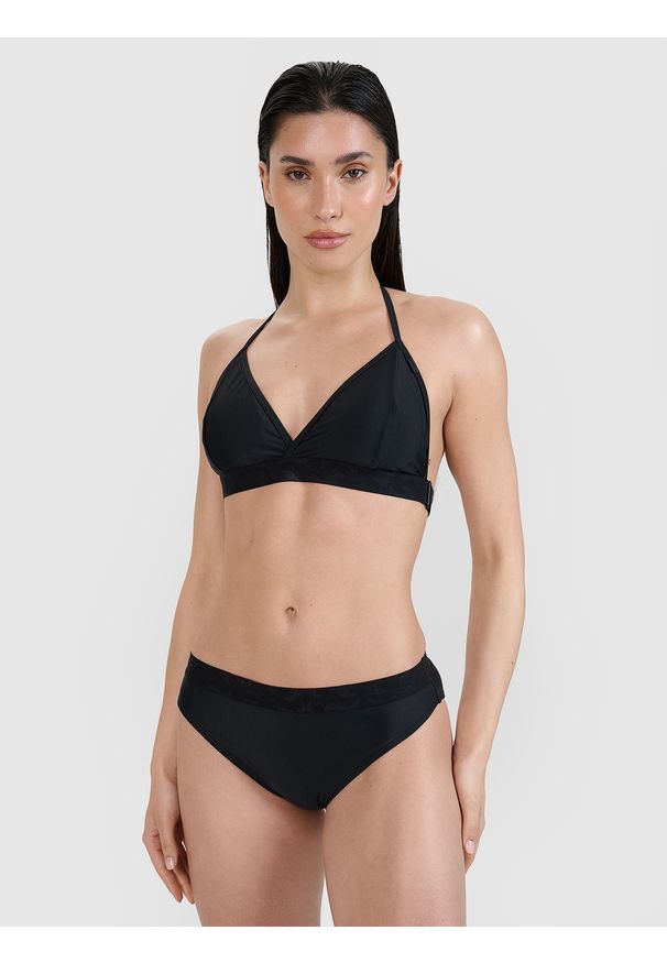 4f - 4F Góra od bikini damska - czarna M. Kolor: czarny. Materiał: guma, włókno, syntetyk, materiał, elastan