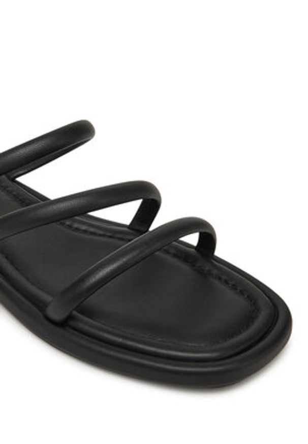 TOMMY HILFIGER - Tommy Hilfiger Klapki Strappy Leather Mule FW0FW08939 Czarny. Kolor: czarny. Materiał: skóra