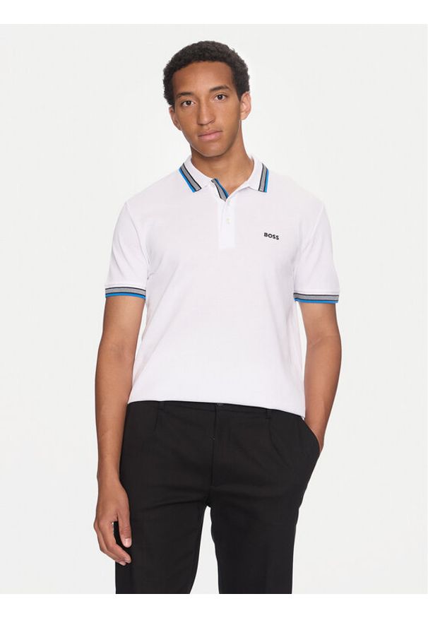 BOSS - Boss Polo Paddy 50469055 Biały Regular Fit. Typ kołnierza: polo. Kolor: biały. Materiał: bawełna