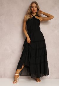 Renee - Czarna Sukienka Dorope. Kolor: czarny. Materiał: tkanina. Długość rękawa: na ramiączkach. Wzór: jednolity. Długość: maxi #1