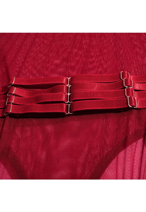 Intica - Body z pasem do pończoch z regulowanymi paskami bielizna damska Naydenka. Kolor: czarny. Materiał: materiał. Wzór: paski