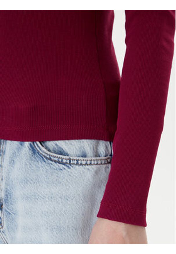 Tommy Jeans Bluzka Essential DW0DW21933 Bordowy Slim Fit. Kolor: czerwony. Materiał: bawełna
