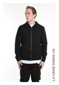 La Haine Inside Us Bluza | 3M M1166 | Mężczyzna | Czarny. Okazja: na co dzień. Typ kołnierza: kaptur. Kolor: czarny. Materiał: wiskoza, elastan. Wzór: aplikacja. Styl: casual, elegancki