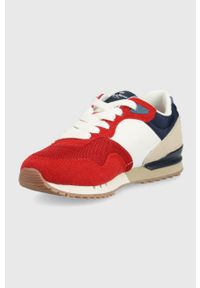 Pepe Jeans buty dziecięce London One kolor czerwony. Nosek buta: okrągły. Zapięcie: sznurówki. Kolor: czerwony. Materiał: guma