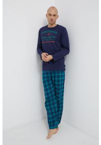 Tom Tailor Komplet piżamowy kolor granatowy gładki. Kolor: niebieski. Materiał: dzianina. Długość: długie. Wzór: gładki