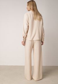 Born2be - Beżowy Wiskozowy Komplet Asymetryczna Koszula i Spodnie z Kieszeniami Moneia. Kolor: beżowy. Materiał: wiskoza #3