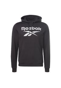 Reebok - Bluza dresowa męska REEBOK kangurka. Kolor: czarny. Materiał: dresówka. Sport: fitness