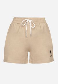 Born2be - Beżowe Dresowe Szorty o Prostym Kroju z Wiązaniem i Kieszeniami Foladea. Okazja: na co dzień, na spacer. Kolor: beżowy. Materiał: dresówka. Styl: klasyczny, casual #5