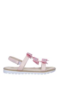 Casu - Różowe sandały z kokardką i cyrkoniami na rzep casu 8957c. Zapięcie: rzepy. Kolor: różowy #1