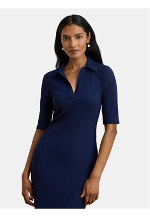 Lauren Ralph Lauren - LAUREN RALPH LAUREN Sukienka dzianinowa 200973609002 Granatowy Slim Fit. Kolor: niebieski. Materiał: syntetyk