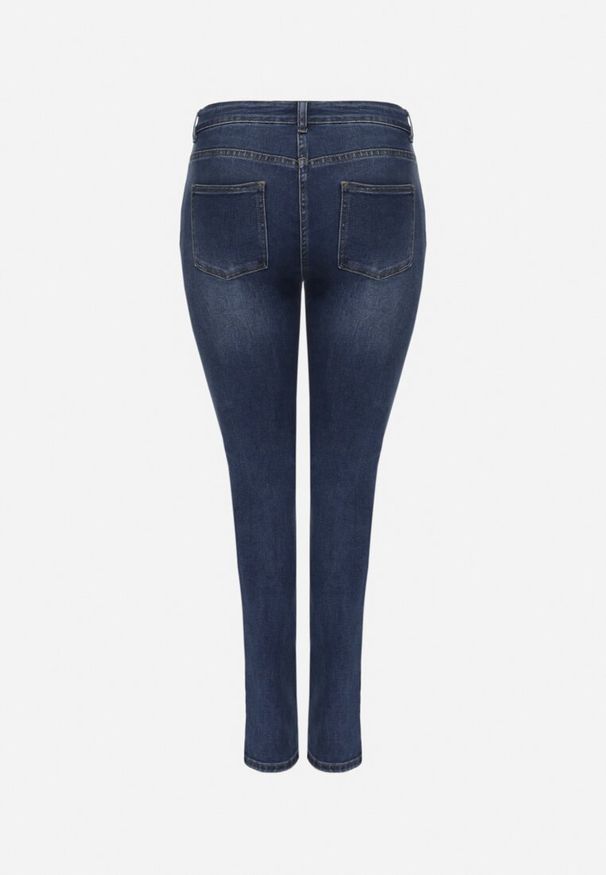 Born2be - Granatowe Jeansy o Dopasowanym Fasonie Korali. Okazja: na co dzień. Kolor: niebieski. Styl: klasyczny, elegancki, casual
