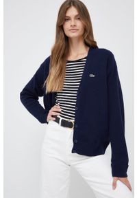 Lacoste kardigan wełniany damski kolor granatowy lekki. Okazja: na co dzień. Kolor: niebieski. Materiał: wełna. Długość rękawa: długi rękaw. Długość: długie. Styl: casual #2