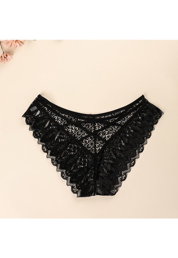 Intica - Brazyliany koronkowe z elastycznymi paskami na co dzień i specjalne okazje Razan. Kolor: czarny. Materiał: koronka. Wzór: koronka
