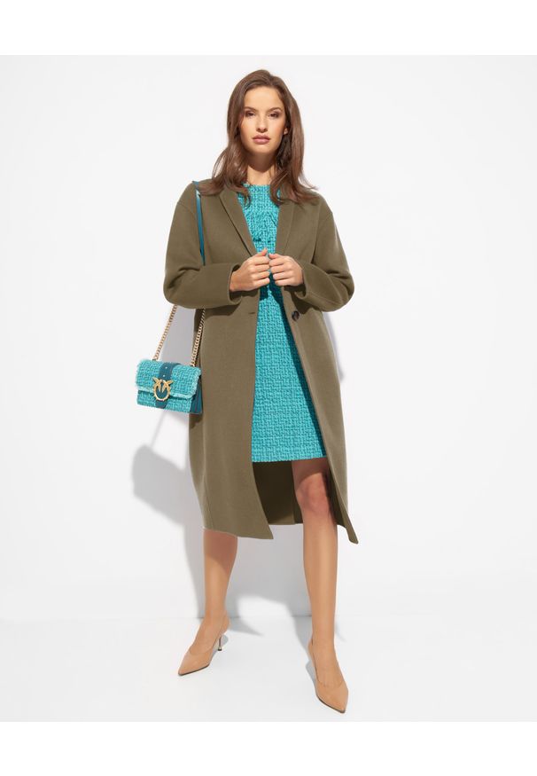 EMMA & GAIA - Wełniany płaszcz z broszką. Kolor: zielony. Materiał: wełna. Styl: klasyczny