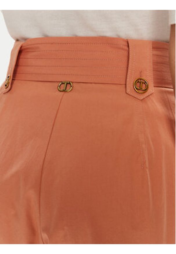 TwinSet - TWINSET Spodnie materiałowe 241TT2052 Pomarańczowy Loose Fit. Kolor: pomarańczowy. Materiał: bawełna