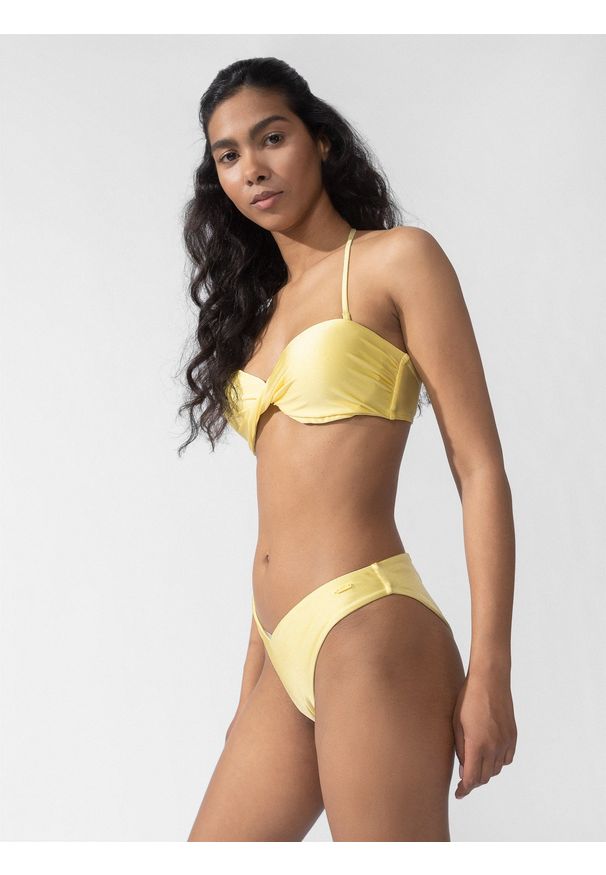 4f - Góra od bikini damska. Kolor: żółty. Materiał: materiał