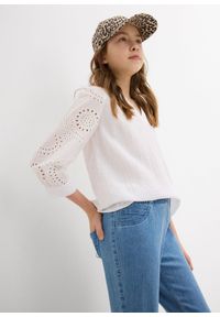 bonprix - Spodnie 7/8 z gumką w talii, mid waist. Kolor: niebieski. Styl: elegancki #3