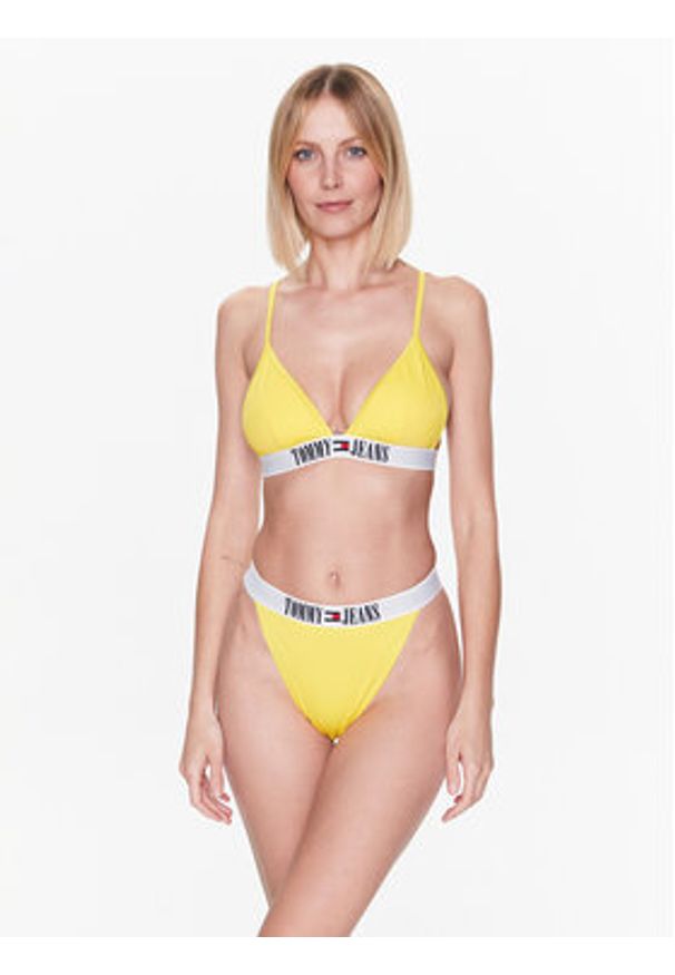 Tommy Jeans Góra od bikini UW0UW04079 Żółty. Kolor: żółty. Materiał: syntetyk