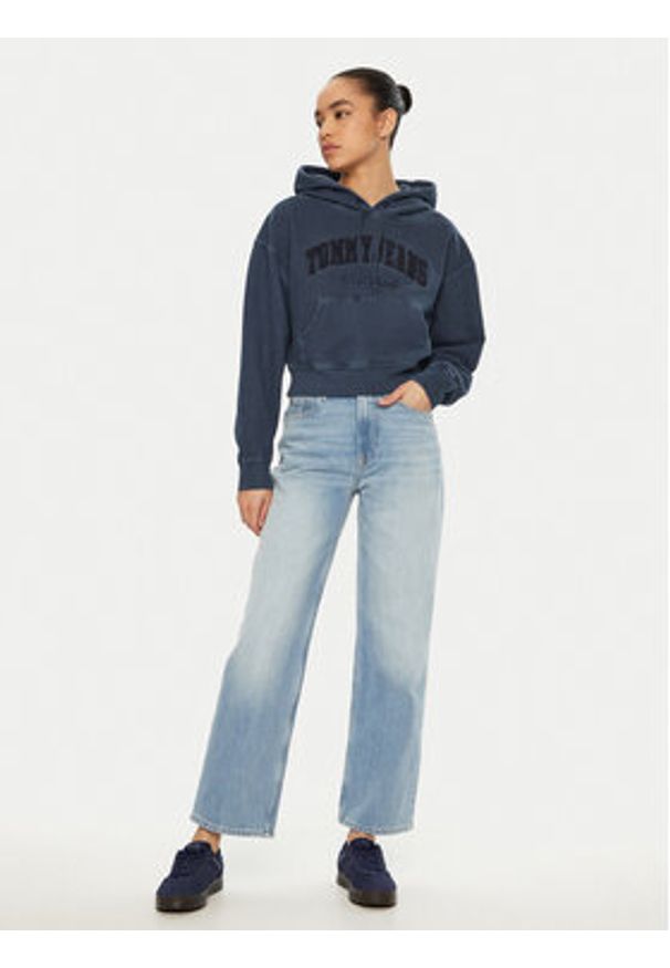 Tommy Jeans Bluza DW0DW19413 Granatowy Boxy Fit. Kolor: niebieski. Materiał: bawełna