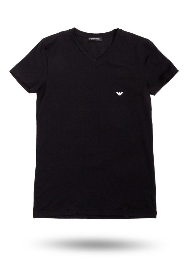 Czarny T-shirt Emporio Armani. Kolor: czarny. Wzór: gładki, nadruk