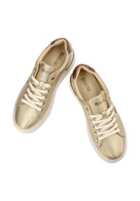 Big-Star - Złote Sneakersy Big Star Stylowe Obuwie Damskie Na Grubej Podeszwie. Okazja: na co dzień. Zapięcie: sznurówki. Kolor: złoty. Materiał: materiał. Szerokość cholewki: normalna #3