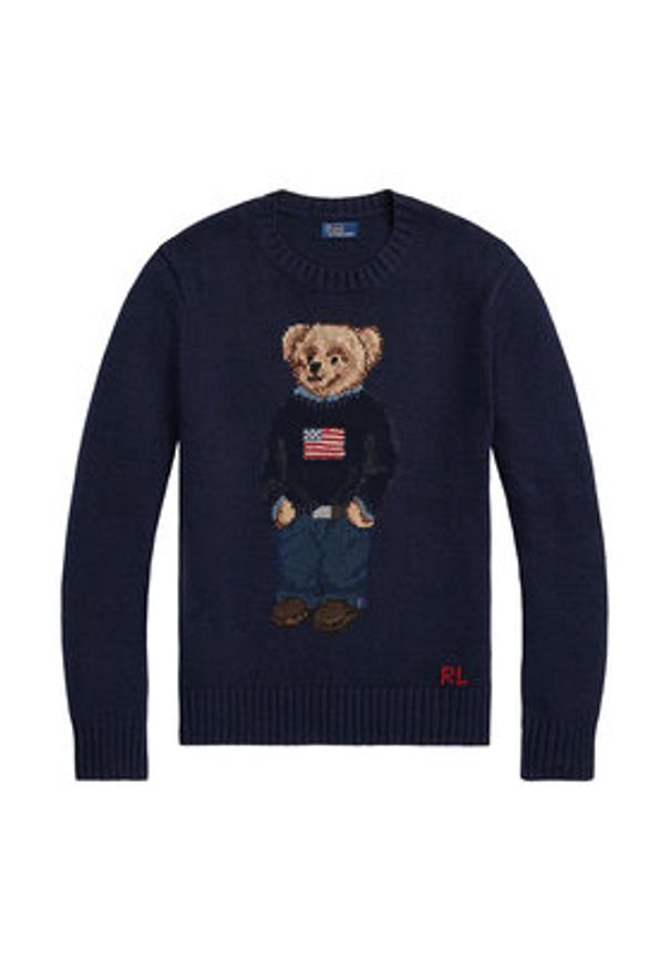 Polo Ralph Lauren Sweter 211927070001 Granatowy Relaxed Fit. Typ kołnierza: polo. Kolor: niebieski. Materiał: bawełna