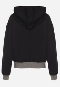 Born2be - Czarna Bluza z Kapturem Metaliczną Nitką i Ściągaczami Ulinisa. Okazja: na spacer, na co dzień. Typ kołnierza: kaptur. Kolor: czarny. Materiał: jeans. Długość rękawa: długi rękaw. Długość: długie. Styl: elegancki, casual #7