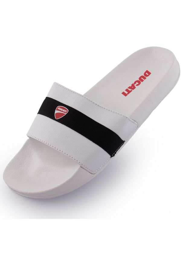 DUCATI - Ducati Unisex Klapki Białe Czarne 42 - Komfort i Styl. Kolor: czarny, wielokolorowy, biały. Materiał: syntetyk, materiał. Sezon: lato. Styl: sportowy