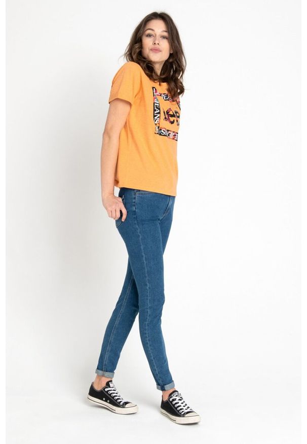 Lee - LEE FLORAL GRAPHIC TEE DAMSKI T-SHIRT KOSZULKA NADRUK NECTARINE L44YEPLC 112110056. Wzór: nadruk