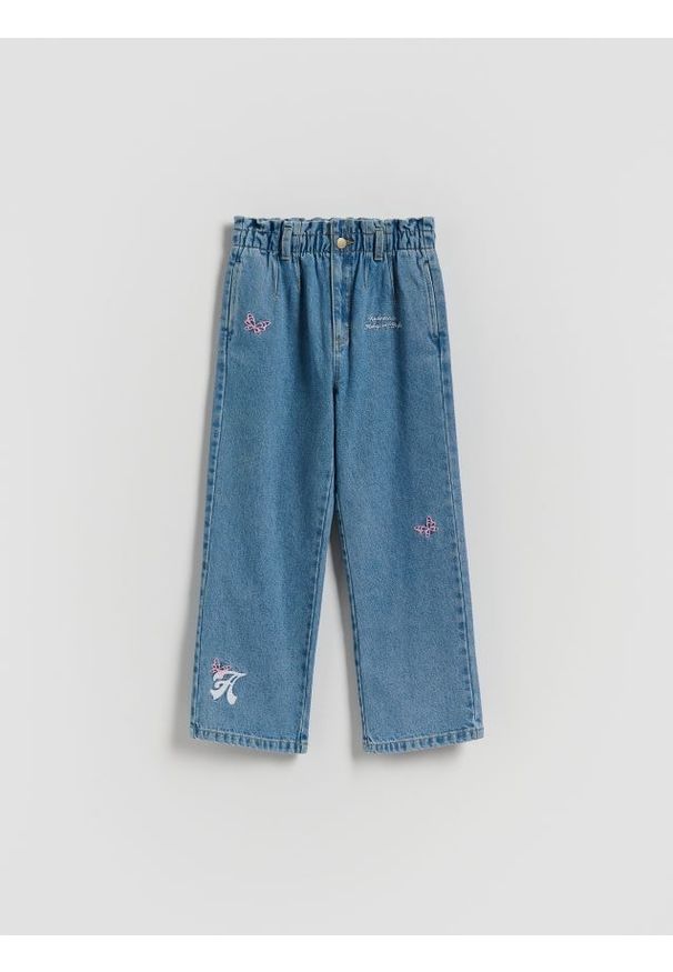 Reserved - Jeansy baggy fit z prostą nogawk - niebieski. Kolor: niebieski