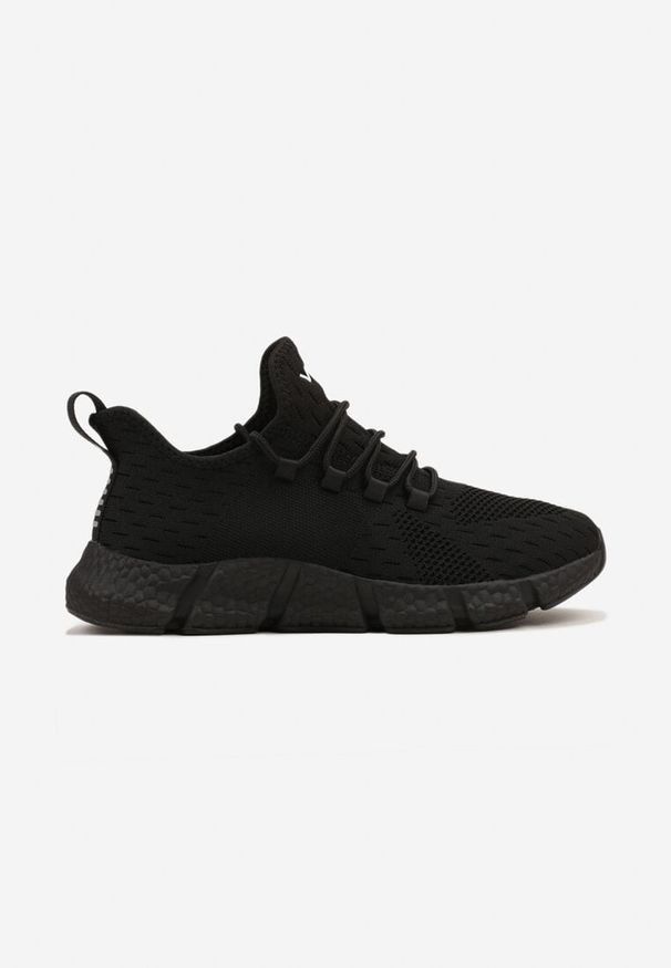 Born2be - Czarne Wsuwane Buty Sportowe Sneakersy z Siateczki na Tłoczonej Podeszwie Salafina. Okazja: na co dzień. Zapięcie: bez zapięcia. Kolor: czarny
