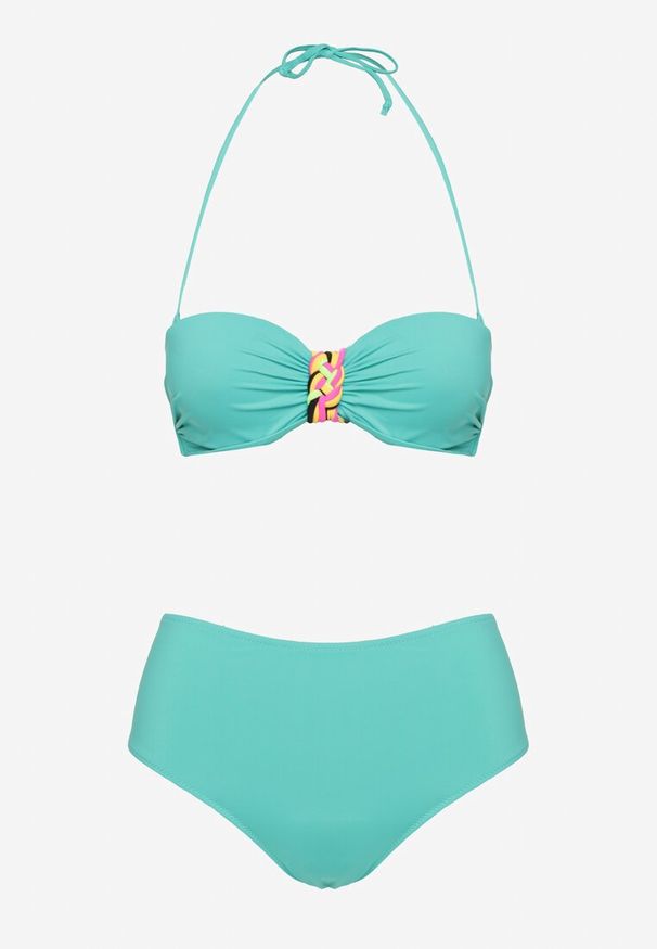 Renee - Ciemnozielone Bikini Majtki Figi i Biustonosz z Ozdobną Wstawką Natamara. Kolor: zielony