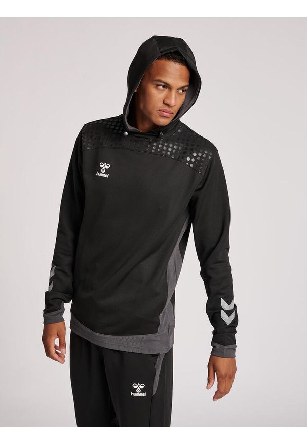 Bluza do piłki ręcznej męska Hummel hml LEAD poly z kapturem. Typ kołnierza: kaptur. Kolor: czarny. Materiał: materiał. Sport: fitness