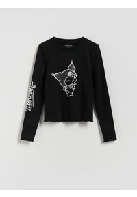 Reserved - Bluzka z aplikacją Kuromi - czarny. Kolor: czarny. Materiał: bawełna. Wzór: aplikacja #1